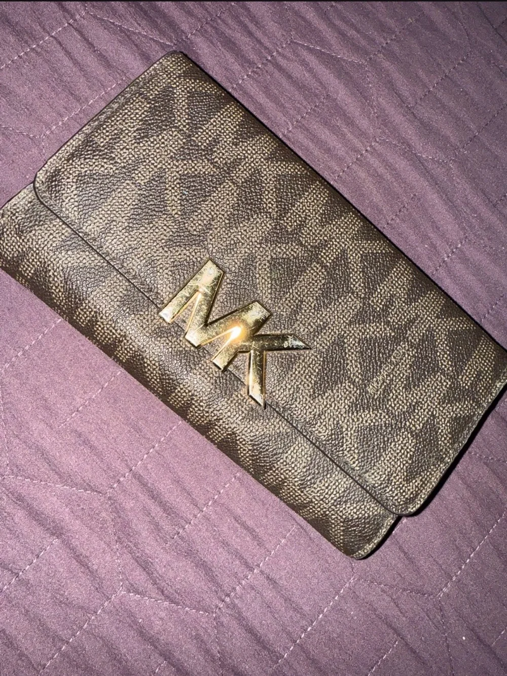 Michael Kors Black Pebbled Leather MK Logo Card Holder